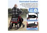 2025 StrollAid 2 In 1 Rollator Walker Transport Chair Heavy Duty 450 Lbs Red