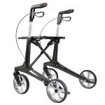 Ultralight Carbon Rollator Walker with Seat - Black