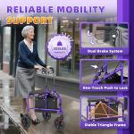 BigAlex 3 Rollator Walkers for Seniors with Seat,Lightweight Foldable Walker,Narrow Walkers for Small Spaces, Compact Folding，Rolling Walker with 8" All-Terrain Wheels,300 LBS Weight Capacity (Purple)