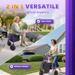 BigAlex 3 Rollator Walkers for Seniors with Seat,Lightweight Foldable Walker,Narrow Walkers for Small Spaces, Compact Folding，Rolling Walker with 8" All-Terrain Wheels,300 LBS Weight Capacity (Purple)