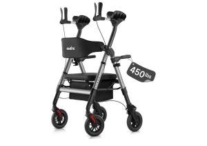 2025 StrollAid 2 In 1 Rollator Walker Transport Chair Heavy Duty 450 Lbs