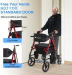 Rollator Walker & Chair, $210 MSRP, 10"/8" wheels, all-terrain tires, 300 lb Red