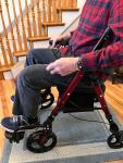 Rollator Walker & Chair, $210 MSRP, 10"/8" wheels, all-terrain tires, 300 lb Red