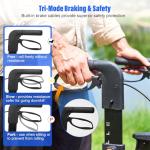 2-in-1Foldable Rollator Walker with Seat & Transport Wheelchair Combo ,All-Terrain Rolling Walker,Adjustable Height for Indoor Outdoor Mobility with Brakes & Storage Pouch