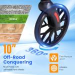 2-in-1Foldable Rollator Walker with Seat & Transport Wheelchair Combo ,All-Terrain Rolling Walker,Adjustable Height for Indoor Outdoor Mobility with Brakes & Storage Pouch