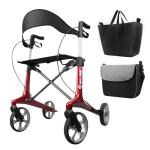 Ultralight Carbon Rollator Walker with Seat - Red