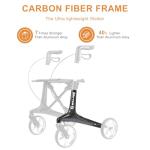 Carbon Ultralight Rollator Walker with Organizer Bags