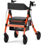 Heavy-Duty Foldable Rollator Walkers w/ 8" Wheels for Seniors 4.7' - 6.6' 450 lb