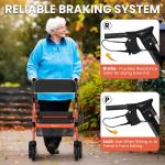 Heavy-Duty Foldable Rollator Walkers w/ 8" Wheels for Seniors 4.7' - 6.6' 450 lb