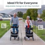 Pelegon Rollator Walker with Seat for Seniors – Lightweight Foldable Walker with Padded Seat & Backrest, Adjustable Handles, Reflective Frame, Carry Bag – Heavy-Duty 300lb Support - Grey