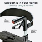 Pelegon Rollator Walker with Seat for Seniors – Lightweight Foldable Walker with Padded Seat & Backrest, Adjustable Handles, Reflective Frame, Carry Bag – Heavy-Duty 300lb Support - Grey