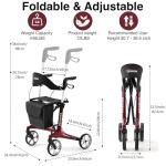 Ultra-Light Carbon Fiber Rollator Walker with Seat