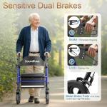 All-Terrain Rollator Walker for Seniors Rubber Wheels Foldable Lightweight 350lb