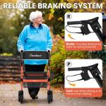 Foldable Rollator Walker 450 lb Capacity w/ 18" Seat & 8" Wheel Rolling Walker