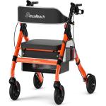 Foldable Rollator Walker 450 lb Capacity w/ 18" Seat & 8" Wheel Rolling Walker