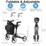 Lightweight Carbon Fiber Rollator Walker with Seat