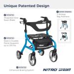 Nitro Sprint Lightweight Folding Rollator Walker, Blue