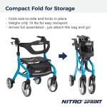 Nitro Sprint Lightweight Folding Rollator Walker, Blue