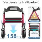 Lightweight Foldable Rollator Walker with Seat - Red