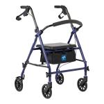 Lightweight Blue Rollator with Seat and 6" Wheels