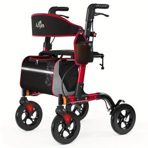 Heavy Duty Rollator Walker 350lb All-Terrain Adjustable Height Walker for Senior