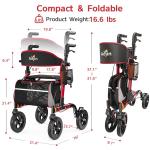 Heavy Duty Rollator Walker 350lb All-Terrain Adjustable Height Walker for Senior