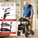 Heavy Duty Rollator Walker 350lb All-Terrain Adjustable Height Walker for Senior