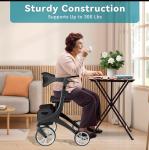 New Rollator Walker For Seniors With Seat And Brakes All-Terrain  (RED COLOR)