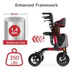 Heavy Duty Rollator Walker 350lb All-Terrain Adjustable Height Walker for Senior
