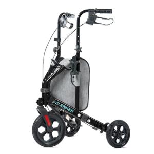 ELENKER All Terrain 3 Wheel Walkers for Seniors, 3 Wheeled Rollator with 10” Wheels, Narrow Walkers for Small Spaces, Compact Folding, Ideal for Traveling, Black