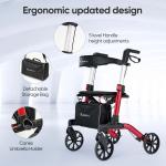 FDA Folding Rollator Rolling Walker w/ Extra Wide Backrest All-Terrain 8" Wheels