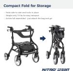New Drive Medical Nitro Sprint Hemi Rollator Walker Heavy Duty w/Seat