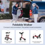 FDA Folding Rollator Rolling Walker w/ Extra Wide Backrest All-Terrain 8" Wheels