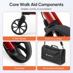 FDA Folding Rollator Rolling Walker w/ Extra Wide Backrest All-Terrain 8" Wheels