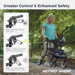 New Drive Medical Nitro Sprint Hemi Rollator Walker Heavy Duty w/Seat
