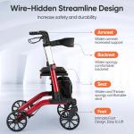 FDA Folding Rollator Rolling Walker w/ Extra Wide Backrest All-Terrain 8" Wheels