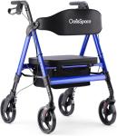 OasisSpace Heavy Duty Rollator Walker Large Seat Up to 450LBS (Blue)