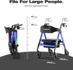 OasisSpace Heavy Duty Rollator Walker Large Seat Up to 450LBS (Blue)