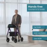 ELENKER All-Terrain Rollator Walker with 10” Non-Pneumatic Wheels, Sponge Padded