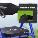 OasisSpace Heavy Duty Rollator Walker Large Seat Up to 450LBS (Blue)