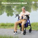 OasisSpace Heavy Duty Rollator Walker Large Seat Up to 450LBS (Blue)