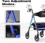 OasisSpace Heavy Duty Rollator Walker Large Seat Up to 450LBS (Blue)