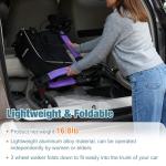 StrollAid 3 Wheel Walkers for Seniors, Foldable Rollator Walker with Tray & Large Storage Bag, 10" Big Wheel for All Terrain, 350 lb Weight Capacity, Purple