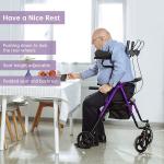 Deluxe ELENKER Heavy Duty Upright Rollator Walker Stand Up Medical Aid Purple