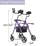 Deluxe ELENKER Heavy Duty Upright Rollator Walker Stand Up Medical Aid Purple