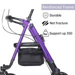 Deluxe ELENKER Heavy Duty Upright Rollator Walker Stand Up Medical Aid Purple