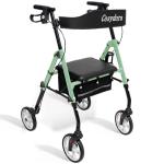 Cosydora Walkers for Seniors with Seat, Foldable Rollator Walker, Reinforced Aluminum Frame, 8" All Terrain Wheels, Height Adjustable Lightweight Rolling Walker, 350lb Weight Capacity, Sage Green