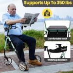 Cosydora Walkers for Seniors with Seat, Foldable Rollator Walker, Reinforced Aluminum Frame, 8" All Terrain Wheels, Height Adjustable Lightweight Rolling Walker, 350lb Weight Capacity, Sage Green