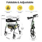 Cosydora Walkers for Seniors with Seat, Foldable Rollator Walker, Reinforced Aluminum Frame, 8" All Terrain Wheels, Height Adjustable Lightweight Rolling Walker, 350lb Weight Capacity, Sage Green