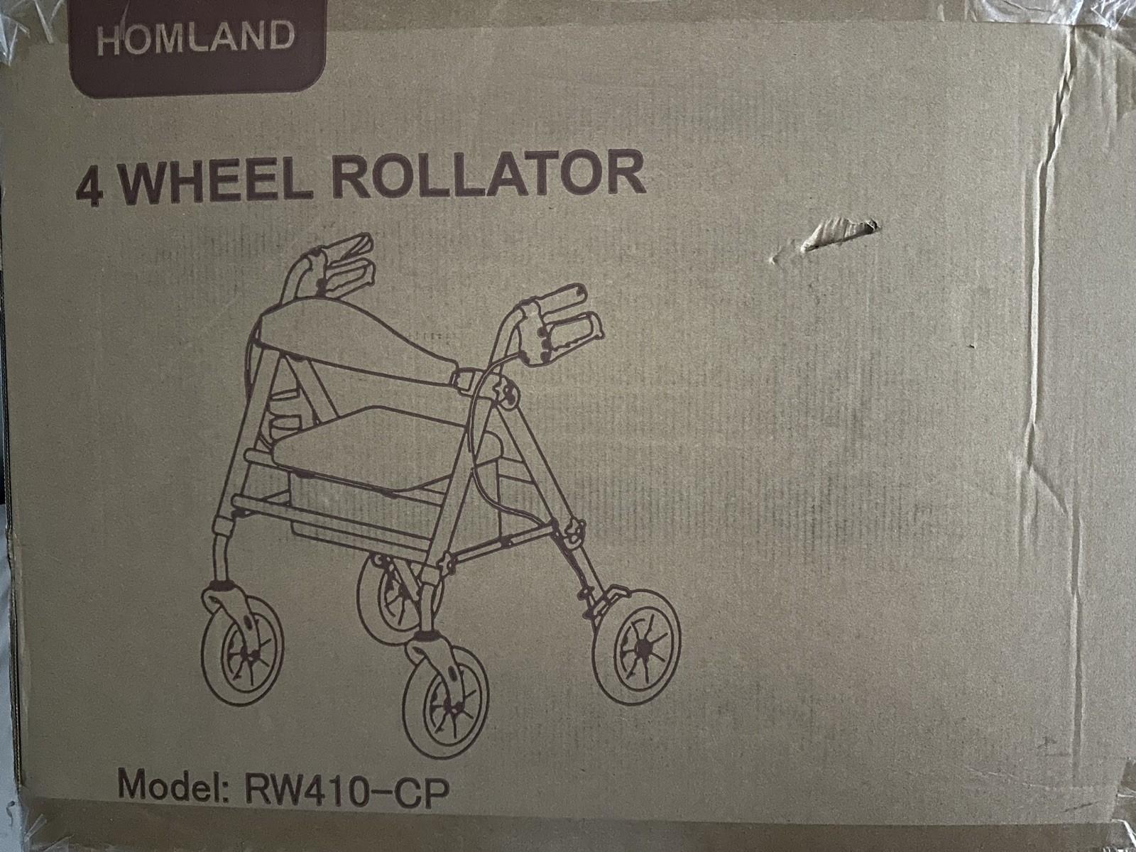 Homland Foldable Rollator Walker with Seat, 8" All-Terrain Wheels, #R022